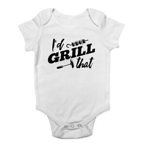 I'd Grill That Funny Barbecue Boys Girls Baby Grow Vest Bodysuit