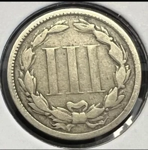 1874 3-CENT NICKEL GRADES CHOICE FINE..ACTUAL COIN #2148 - Picture 1 of 2