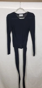 Modern Citizen Womens Top Blouse Black XS Semi Sheer Tied Hem Minimalist Casual - Picture 1 of 3