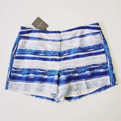 Shorts de seda Tommy Bahama aquarela ondas azul cobalto neblina cintura média NOVO náutico - Imagem 1 de 4