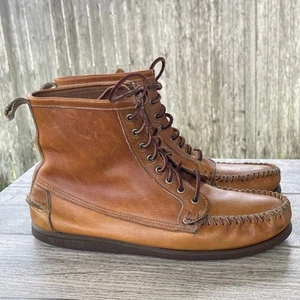 SEBAGO Ronnie Fieg Campsides Boots Men 11 M Brown Leather Moccasin Shoes Lace Up - Picture 1 of 15