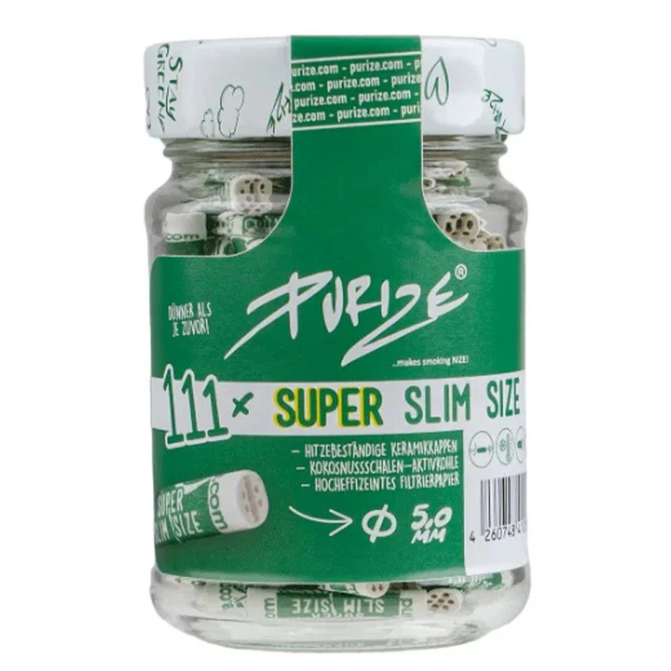 PURIZE Glass 111 SUPER Slim Size Filters in Jar