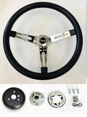 1969-1994 Camaro Grant Black Grip Chrome Spokes Steering Wheel 13 1/2 Camaro Cap — 第 1/4 张图片