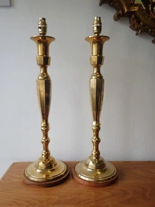 Pair of church brass candlestick style table lamps - Picture 1 of 21