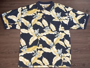 Polo Tommy Bahama XL nera stampa floreale cotone morbido manica corta tasca - Foto 1 di 4