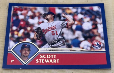 Tarjeta de béisbol 2003 Topps Scott Stewart #453 Expos esquinas/bordes de grado medio y funcionamiento Foto 1 de 2
