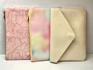 IPSY 2021 2022 GLAM BAGS EMPTY Lot Of 3 Cream Pink Blue Yellow Gently Used - Picture 1 of 11