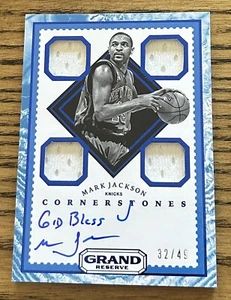 2016-17 Grand Reserve Mark Jackson Cornerstones Blue Quad Patch Auto #’d 32/49 - Picture 1 of 2