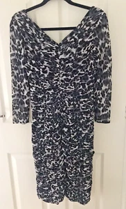 Shubette Animal Print Black & Grey Pencil Dress Beaded Neckline Size 10 Party - Picture 1 of 15