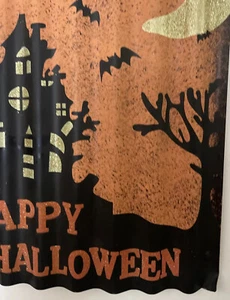 Happy Halloween Sign Corrugated Steel 14" x 9.5" Haunted House, Bats Wall Decor - Picture 1 of 7