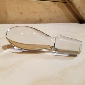 Thick Blown Glass Bottle Decanter Stopper Clear Glass Vtg 5" Long  Swanky Barn - Picture 1 of 12
