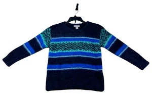 Holiday Lane Sweater Boys Size 5 Navy Blue Green Fair Isle Long Sleeve New - Picture 1 of 7