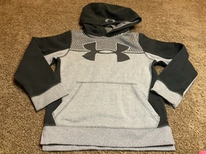 Under Armour Hoodie Sweatshirt YSM Cold Gear Threadborne Grey & Black - Picture 1 of 6