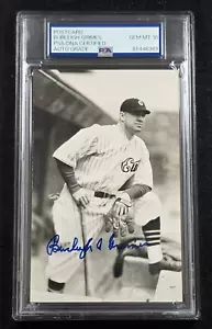 BURLEIGH GRIMES Signed Real Photo Postcard-HOF-GIANTS-ROBINS-YANKEES-PSA 10 Auto - Picture 1 of 4