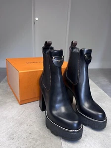 Louis Vuitton Beaubourg Boots Black / Brown Monogram Leather Brand New - Picture 1 of 5