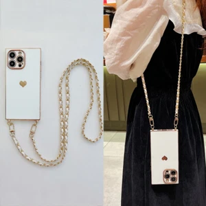 Girly Heart Crossbody Lanyard Chain Case For iPhone 17 16 15 Pro Max 14 13 Cover - Photo 1 sur 17