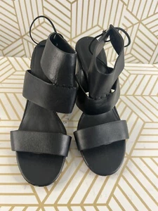 Rebecca Minkoff High Heels 7M Womens Black Leather Tie Closure Block Heels - Picture 1 of 9