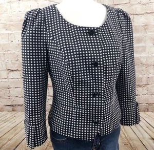 Anthropologie Taikonhu Womens Polka Dot Retro Blazer Jacket Size 6 Black - Picture 1 of 7