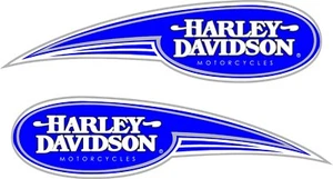 Fits Harley Davidson Fuel Tank Motorcycle Decals Glide Blue & Grey Set of 2 - Picture 1 of 1