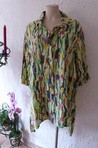 LACOSA Long Bluse 48 50 EG NEU grün mit bunt 100 % Leinen Längen LAGENLOOK - Imagen 1 de 5