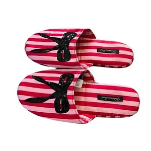 Victoria's Secret Womens Pink Striped Slippers Size Small (6/7) - Picture 1 of 5