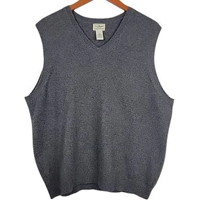 LL Bean 100 % Kaschmir Pullover Weste Herren mittelgrau V-Ausschnitt adrett Golf altes Geld - Bild 1 von 9
