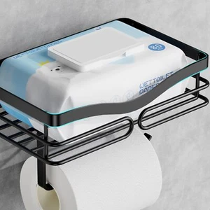 Simple Toilet Paper Holder with Shelf - Toilet Roll Holder Self Adheisve&Wall... - Picture 1 of 7