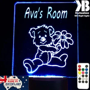 Teddy Bear Personalised Name 3d Led Night Light   Colour Changing Room Lamp - Picture 1 of 9