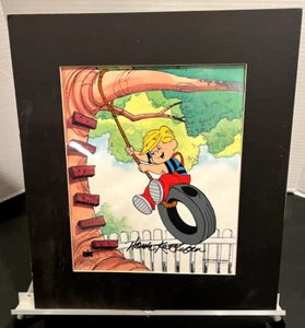 Hank Ketchum Firmado a Mano Dennis La Amenaza Pintado a Mano Animación Arte Mate Certificado de Autenticidad - Imagen 1 de 6