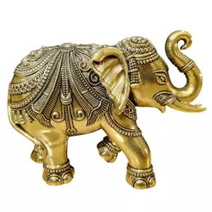 Brass Elephant statue 5" trunk vintage handmade animal figurine home décor gift - Picture 1 of 5