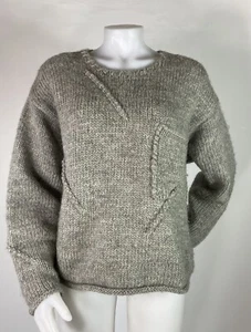 Hand Knit for The Limited Size Medium Gray 100% Wool Pullover Sweater Winter - Picture 1 of 7