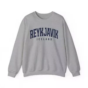 Reykjavik Iceland Sweatshirt Gifts Crew Neck Long Pullover Shirt Men Unisex - Picture 1 of 8
