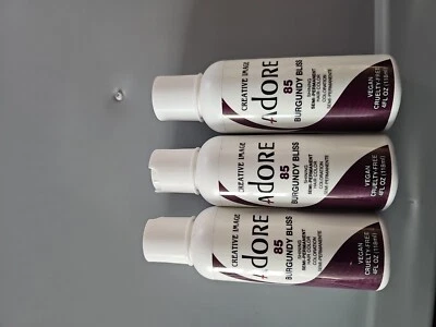 New Lot Of 3 BL Adore Semi-Permanent Haircolor #85 Burgundy Bliss 4 oz Free Ship - Image 1 of 4