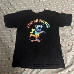 Real Skateboards Roll Forever Grateful Dead Keep On Pushin Shirt Medium Black - Picture 1 of 6