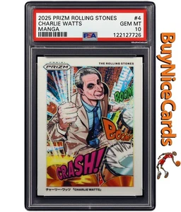 2025 Charlie Watts Panini Prizm Rolling Stones Manga Prizms SP # 4 PSA 10 Gem Mt - Picture 1 of 4