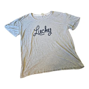 Lucky Brand Gray Rayon, Spandex Short Sleeve Large T-Shirt - Picture 1 of 7