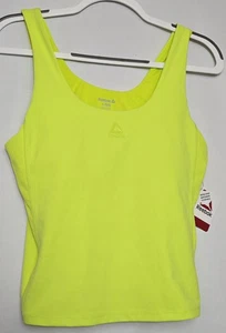 Women's NWT Reebok Workout Tank Top w/Shelf Bra Neon Yellow Green Size Large - Picture 1 of 8