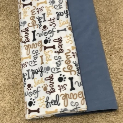Lote de 2 Tecidos de Lã Palavras Cachorrinho 106”X62”-Cinza Médio 96”X63” Cobertores Amarrados - Imagem 1 de 3
