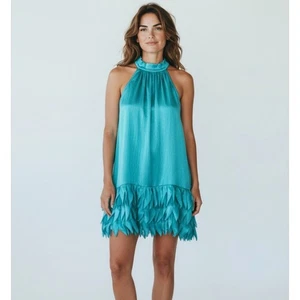 Abito Trina Turk Divine Halter nuovo in turchese taglia M - Foto 1 di 5