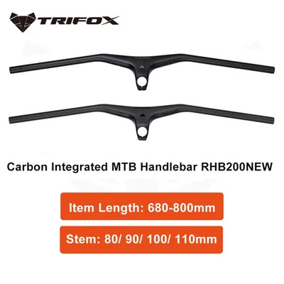 Mountain Bike Carbon Fiber Integrated Handlebars 3K Matte Angle -17° Φ28.6mm  - Image 1 of 4