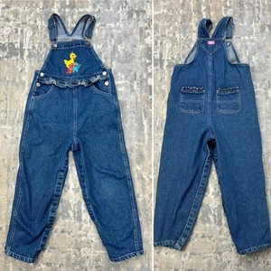 Vintage Sesame Street Embroidered Big Bird Denim Overalls Size 5T - Picture 1 of 10