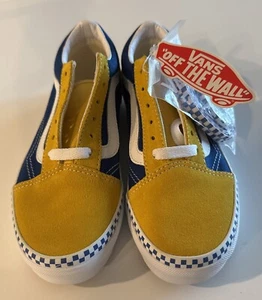 Vans off the wall Kids shoes Sneakers size 3.0 Blue Yellow White 721356 - Picture 1 of 17
