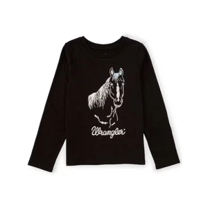 Wrangler Youth Girl's Black & Silver Horse Graphic T-Shirt - Picture 1 of 2
