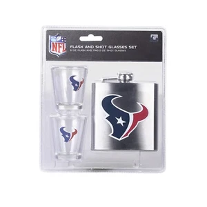 NFL Houston Texans Frasco de 6 oz y Juego de disparos de vidrio de 2 oz, Frasco de acero inoxidable - Imagen 1 de 1