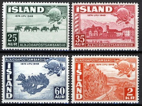 Iceland 1949, 75th Anniv UPU set MNH, Mi 259-62 Cover