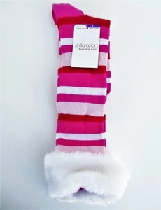 Knee High Socks Fur Small/Medium S/M Girl Pink Striped Valentine holiday Target - Picture 1 of 3