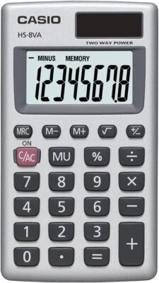 Casio HS-8VA Solar Powered Function Calculator Standard 8 Digit LCD display 2.1" - Image 1 of 2