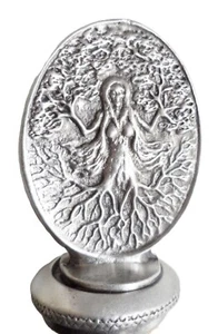 Tappo bottiglia peltro pagano testa foglia verde donna - peltro inglese fatto a mano - Foto 1 di 5