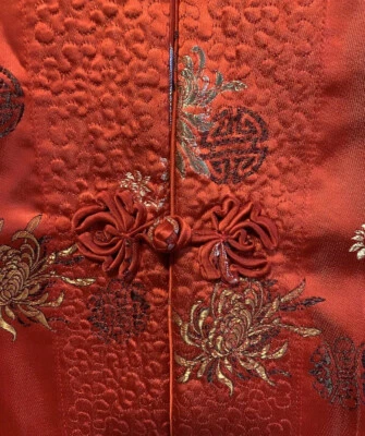 Chaqueta de seda asiática vintage para mujer mediana reversible bordada nudo botones Foto 1 de 4