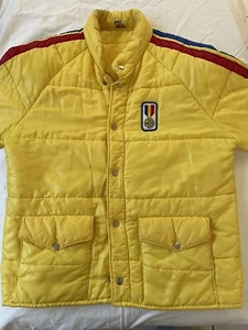 Vintage Malcom Smith MS Yellow Racing Puffer jacket size Medium - Picture 1 of 12